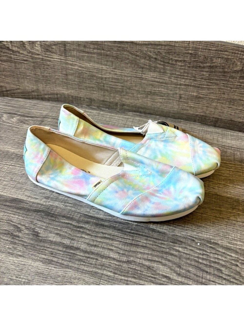 TOMS Earthwise Slip-On Flats in Multicolor Tie Dye Canvas Size 6.5